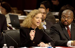 photo, Rep. Wasserman Schultz was asked by the Senate Judiciary Committee to testify during the nomination hearings for Judge Alito in January 2006.